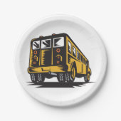 レトロスクールバスヴィンテージ黄 ペーパープレート (正面)