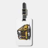 レトロスクールバスヴィンテージ黄 ラゲッジタグ (正面縦)