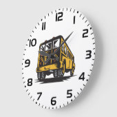 レトロスクールバスヴィンテージ黄 ラージ壁時計 (傾斜)