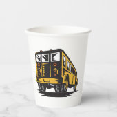 レトロスクールバスヴィンテージ黄 紙コップ (正面)