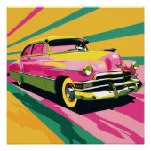 レトロスケッチオールドカー ポスター (正面)