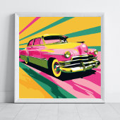 レトロスケッチオールドカー ポスター