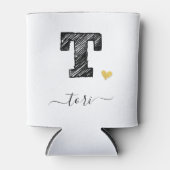 レトロスケッチモノグラムレターT、クーラーボックス 缶クーラー (正面)