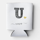 レトロスケッチモノグラムレターU、クーラーボックス 缶クーラー (正面)