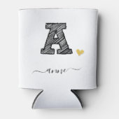 レトロスケッチモノグラム文字A、クーラーボックス 缶クーラー (正面)