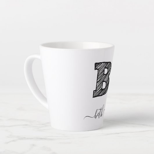 レトロスケッチモノグラム文字B、ラテMug カフェラテマグ (左アングル)