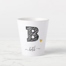 レトロスケッチモノグラム文字B、ラテMug