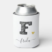 レトロスケッチモノグラム文字F,クーラーボックス 缶クーラー (缶正面)