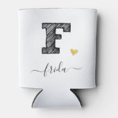 レトロスケッチモノグラム文字F,クーラーボックス 缶クーラー (正面)