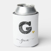 レトロスケッチモノグラム文字G、クーラーボックス 缶クーラー (缶正面)
