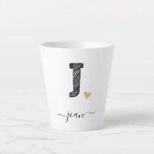 レトロスケッチモノグラム文字J、ラテMug カフェラテマグ (正面)