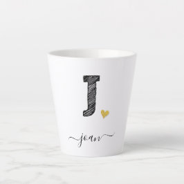レトロスケッチモノグラム文字J、ラテMug カフェラテマグ