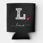 レトロスケッチモノグラム文字L、クーラーボックス 缶クーラー (正面)