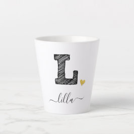 レトロスケッチモノグラム文字L、ラテMug カフェラテマグ