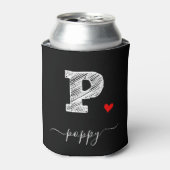 レトロスケッチモノグラム文字P、クーラーボックス 缶クーラー (缶正面)