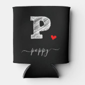 レトロスケッチモノグラム文字P、クーラーボックス 缶クーラー (正面)