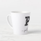 レトロスケッチモノグラム文字P、ラテMug カフェラテマグ (左アングル)