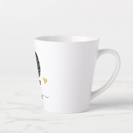 レトロスケッチモノグラム文字Q、ラテMug カフェラテマグ (右)