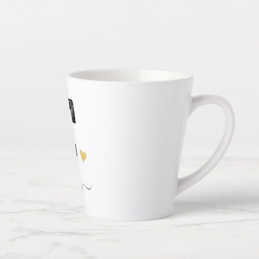 レトロスケッチモノグラム文字T、ラテMug カフェラテマグ (右)