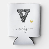 レトロスケッチモノグラム文字V、クーラーボックス 缶クーラー (正面)