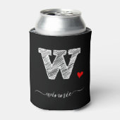 レトロスケッチモノグラム文字W,クーラーボックス 缶クーラー (缶正面)