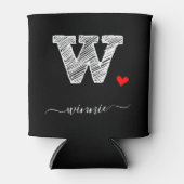 レトロスケッチモノグラム文字W,クーラーボックス 缶クーラー (正面)