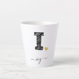 レトロスケッチモノグラムLetter I、ラテMug カフェラテマグ