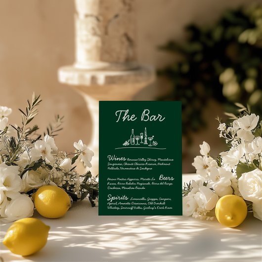 レトロスケッチ手描きバー結婚の卓上記号 招待状