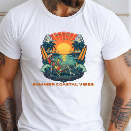 レトロスケルトンサマービーチの雰囲気サンセット Tシャツ