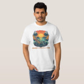 レトロスケルトンサマービーチの雰囲気サンセット Tシャツ (正面フル)