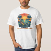 レトロスケルトンサマービーチの雰囲気サンセット Tシャツ (正面)