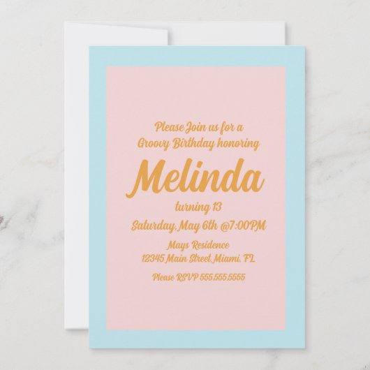 レトロスケルトンボタニカル花模様10代の誕生日 招待状 (裏面)