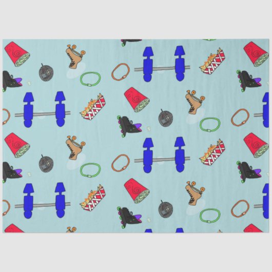 レトロスケートで滑るパーティーティッシュペーパー 薄葉紙 (正面)