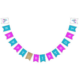 レトロスケートで滑る誕生日パーティー バンティングフラッグ