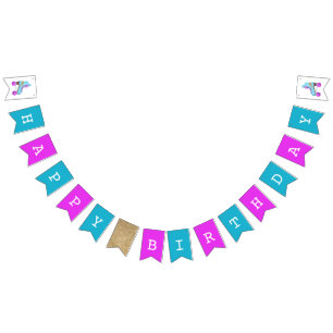 レトロスケートで滑る誕生日パーティー バンティングフラッグ