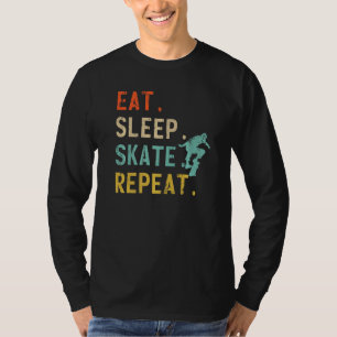 レトロスケートスケートボーダーズスケートで滑る食べスリープスカット Tシャツ