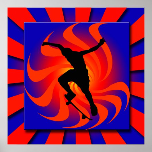 レトロスケートボーダーポスター ポスター (正面)