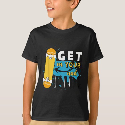 レトロスケートボードに乗ってスケボーに乗りましょう Tシャツ (正面)