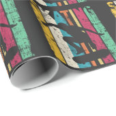 レトロスケートボードジャンプスケートで滑るシルエット ラッピングペーパー (ロールコーナー)