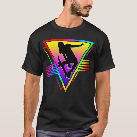 レトロスケートボードスケーター Tシャツ (正面)