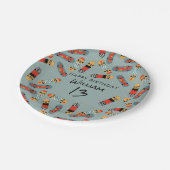 レトロスケートボードブルークールスケートボード誕生日 ペーパープレート (アングル)