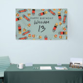 レトロスケートボードブルークールスケートボード誕生日 横断幕 (トレードショー)