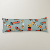 レトロスケートボードブルークールパターン ボディピロー (裏面)