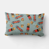 レトロスケートボードブルークールパターン ランバークッション (裏面)