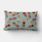 レトロスケートボードブルークールパターン ランバークッション (正面)