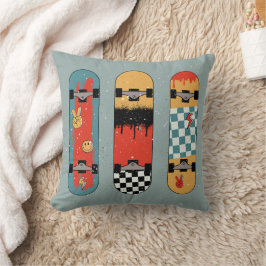 レトロスケートボードブルークール クッション