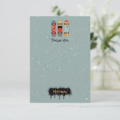 レトロスケートボード ブルー クール カスタムネーム キッズ サンキューカード (スタンド正面)