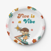 レトロスケートボードFIVEはヴィベ5誕生日 ペーパープレート (正面)
