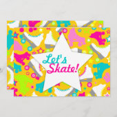 レトロスケート招待状「レッツスケート！」 招待状 (正面/裏面)