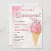 レトロスコップドアイスクリームブライダルシャワー赤面 招待状 (正面)